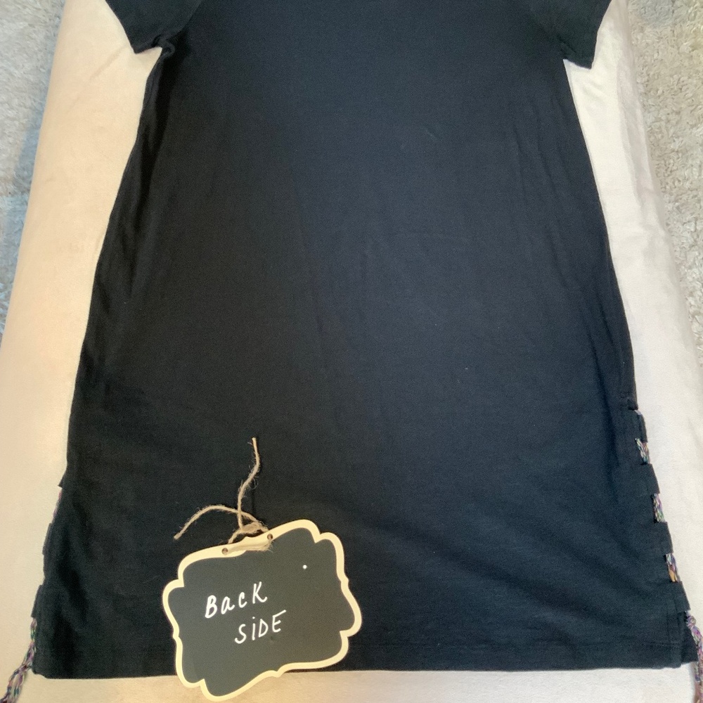 Beacon Cove Black L Short Sleeve Jersey Dress w/cute side detail Beach Cover up - Picture 7 of 9